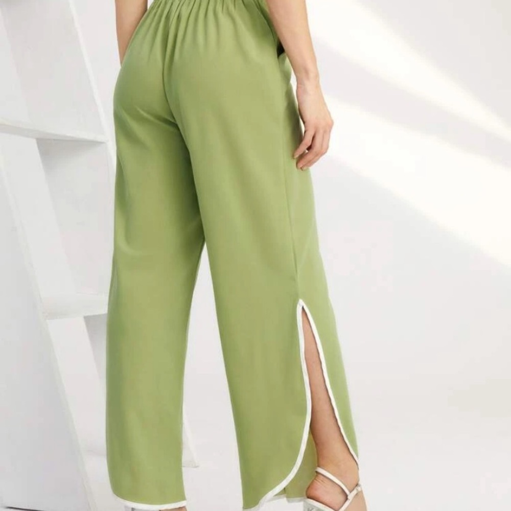 Split side binding wide leg pants